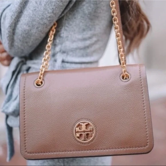 💯 Tory Burch Carson Convertible Leather Crossbody Bag In Devon Sand - Picture 2 of 12